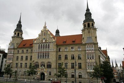Blick auf das Landgericht in Halle.