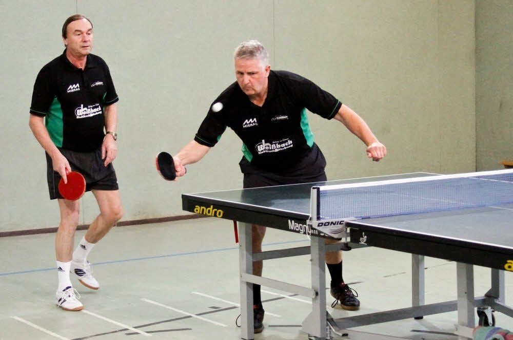 Klaus Schwede (l.) und Torsten Wenke spielen für den TTC Zeitz.