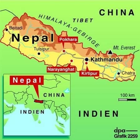 Karte von Nepal (Grafik: dpa)
