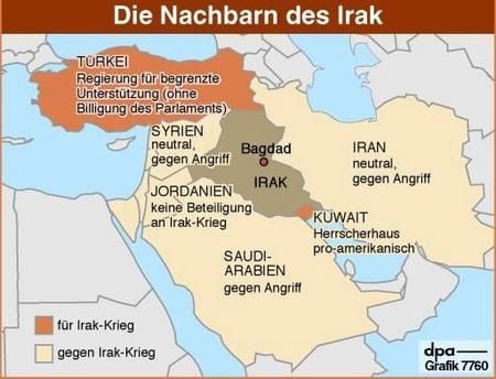 Nachbarn des Irak (Grafik: dpa)