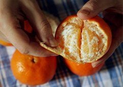 Eine Frau schält eine Mandarine. Laut Zeitschrift «Öko-Test» werden in einigen Supermärkten Mandarinen verkauft, die Pestizide enthalten. (Foto: ddp)