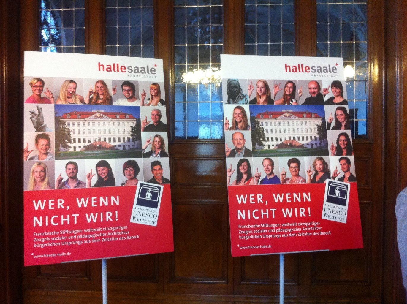 Mit diesen Plakaten wird bald für die Bewerbung der Fanckeschen Stiftungen aufmerksam gemacht.