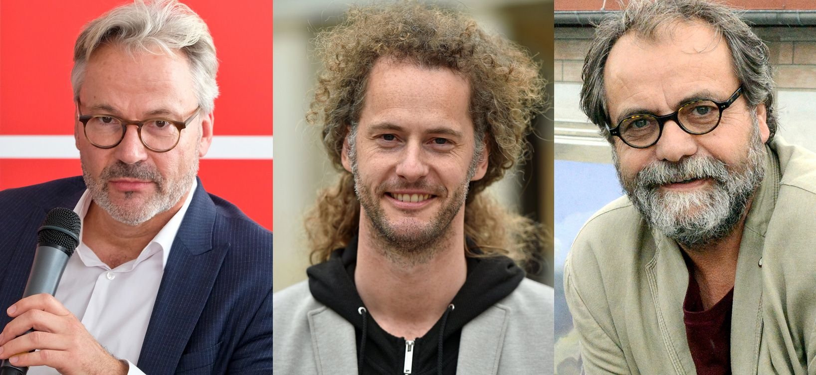 Im Dauerstreit: Der Geschäftsführer der TOOH, Stefan Rosinski (l.), auf der einen Seite und Opernintendant Florian Lutz und Schauspielchef Matthias Brenner auf der anderen.