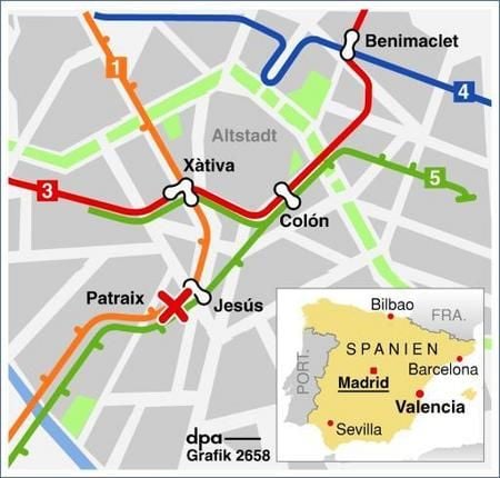 Unfall in Valencia (Grafik: dpa)