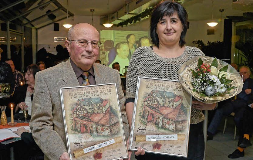Zwei Mathe-Asse vom Goethe-Gymnasium: Lehrer Gerhard Eltz (Abitur 1954) und Michaela Kossack (1986) wurden zum Treffen 2014 geehrt.