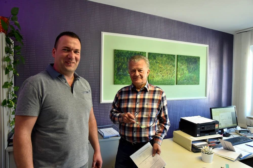 David Buß (links) und Herbert Zetzsche in den Räumen der Genossenschaft „Raumkunst“
