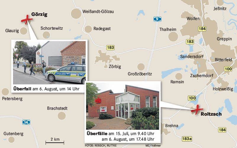 Zwei Filialen der Sparkasse im Landkreis Anhalt-Bitterfeld sind Opfer von bewaffnetem Raubüberfall geworden.