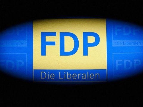 Das Logo der FDP im Thomas-Dehler-Haus in Berlin.