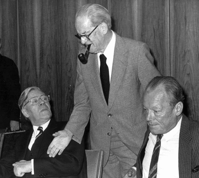 Sie prägten die Sozialdemokratie in der Bundesrepublik: Helmut Schmidt, Herbert Wehner und Willy Brandt (von links)