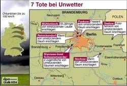 Karte zum Unwetter in Berlin und Brandenburg