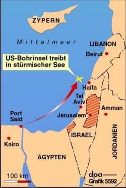 Die US-Bohrinsel im Mittelmeer