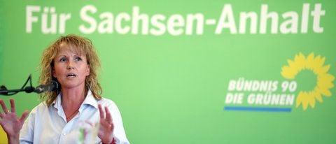 Steffi Lemke, Bundesgeschäftsführerin von Bündnis 90/Die Grünen am 13.10.2012 in Magdeburg beim Landesparteitag ihrer Partei. Die 44 Jahre alte Dessauerin tritt als Spitzenkandidatin der Landesliste für die Bundestagswahl 2013 an. (FOTO: DPA)