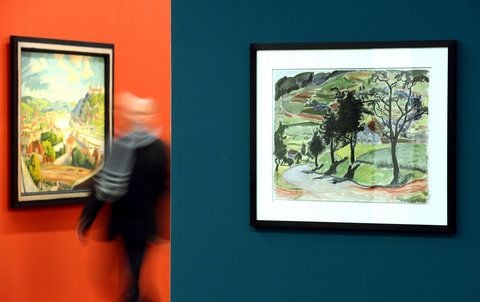 Zwei Landschaftsaquarellen im Kunstmuseum Moritzburg in der neuen Ausstellung «Erich Heckel.Kraft der Linie». (FOTO: DPA)