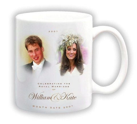 Die Porträts von Prinz William und seiner Freundin Kate Middleton zieren eine Tasse, die die Warenhauskette Woolworth als Hochzeitssouvenir gestaltet hat. (FOTO: DPA/ARCHIV)