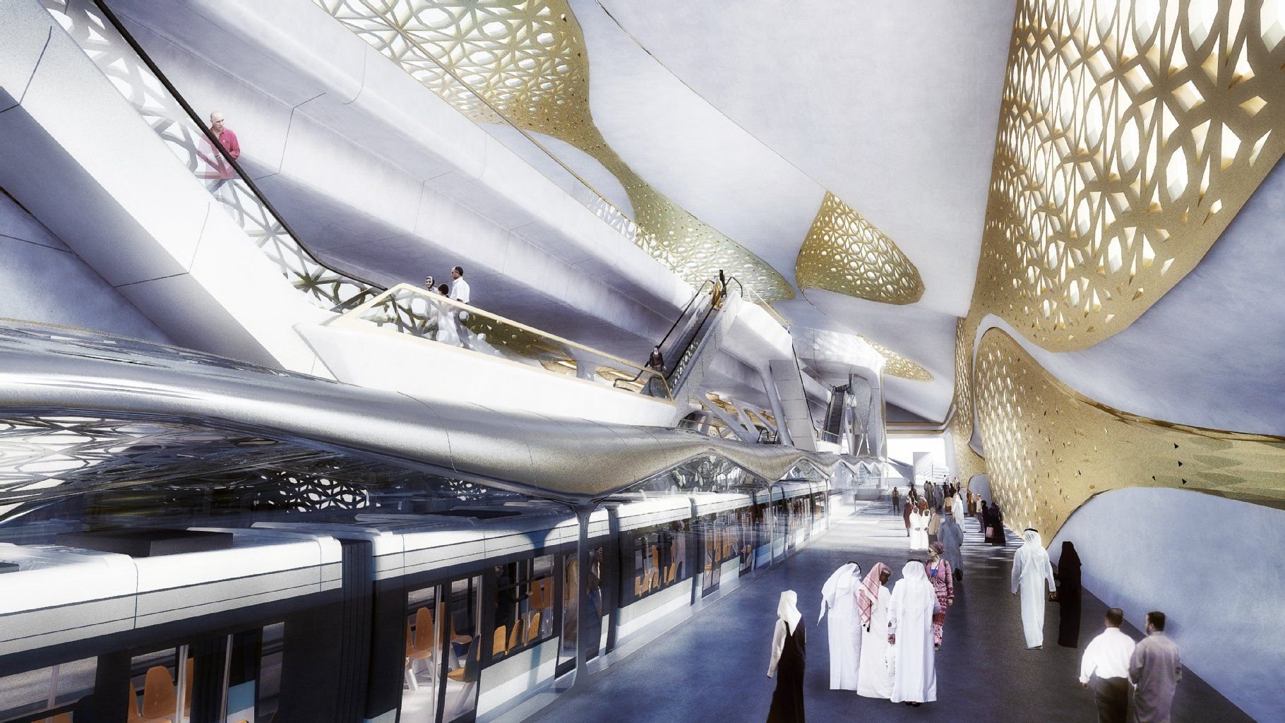 So nobel kann man mit der Metro reisen: In Riad entsteht bis 2017 eine Luxus-U-Bahn.