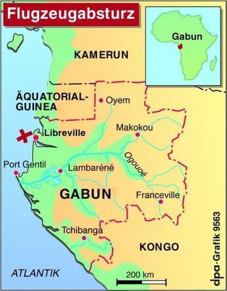 Flugzeugabsturz in Gabun (Grafik: dpa)