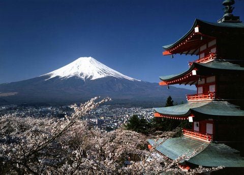 Japans Berg schlechthin und einer der schönsten der Welt - mit seinen ebenmäßigen Hängen und seinem symmetrischen Vulkankegel wird der Fuji seit alters her als heilig verehrt. (FOTO: DPA)