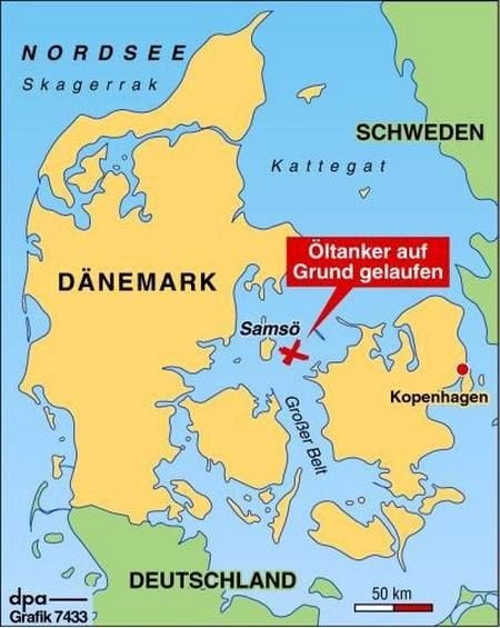 Karte zu dem Tankerunglück (Grafik: dpa)
