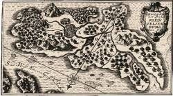 Karte der Insel Klein-Felsenburg.