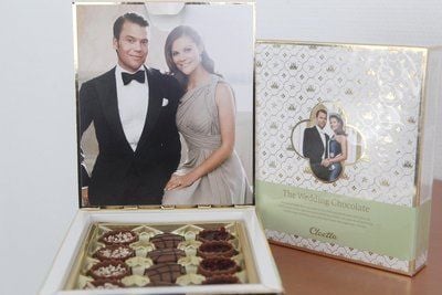 Eine sogenannte schwedische Hochzeitsbox aus dem Sortiment der Halloren Schokoladenfabrik in Halle. (FOTO: DDP)