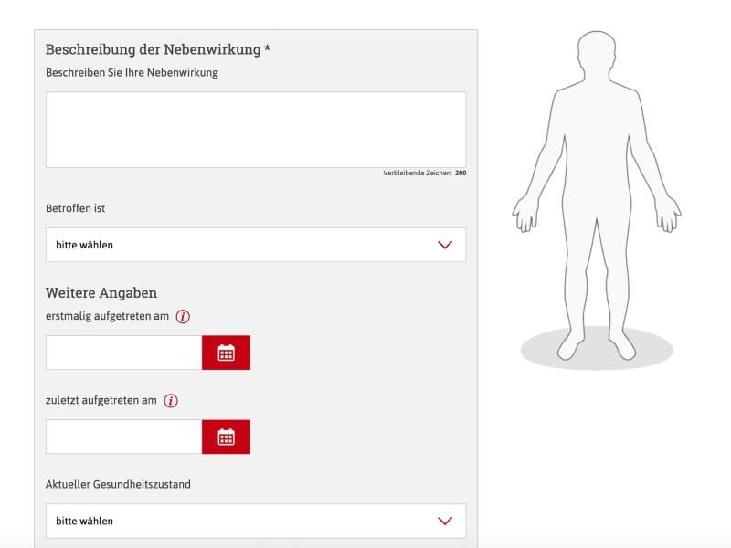 Auf dem Portal „nebenwirkungen.bund.de” kann man Nebenwirkungen von Medikamenten direkt an die zuständigen Bundesbehörden melden. Foto: nebenwirkungen.bund.de/dpa-tmn