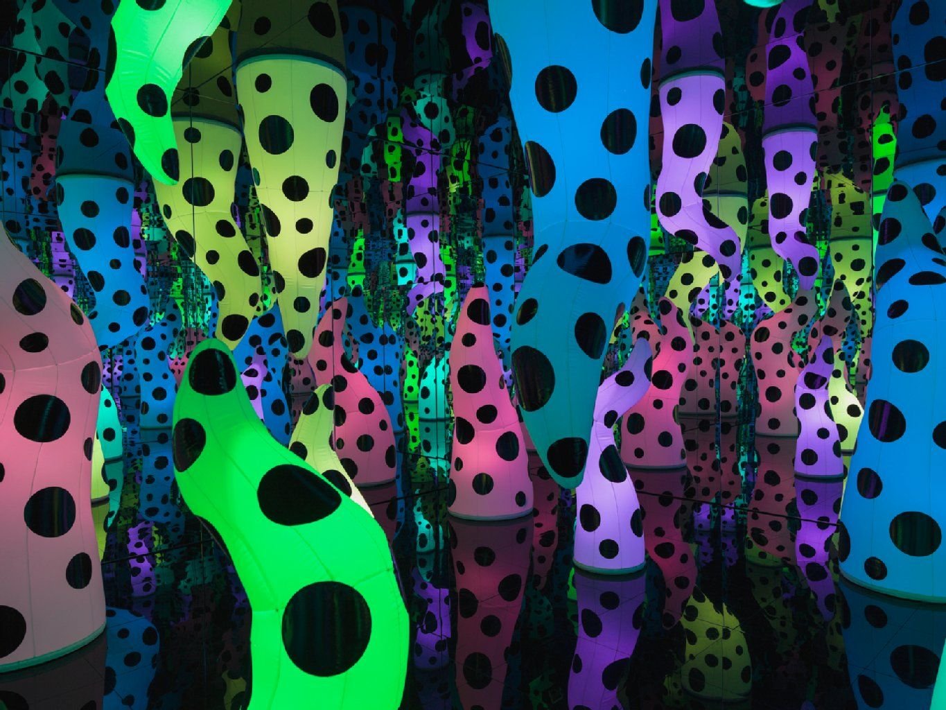 Die begehbare Installation „Love is Calling“ von Yayoi Kusama im Kunstmuseum Moritzburg in Halle ist eine visuelle Wunderkammer.