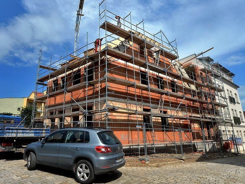 Das Gebäude nimmt langsam Gestalt an.