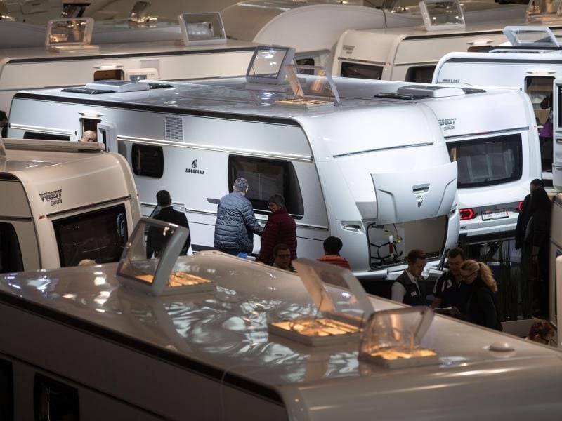 Caravans auf der Reisemesse CMT in Stuttgart. Die Touristikmesse findet vom 12. bis 20. Januar 2019 statt. Foto: Marijan Murat
