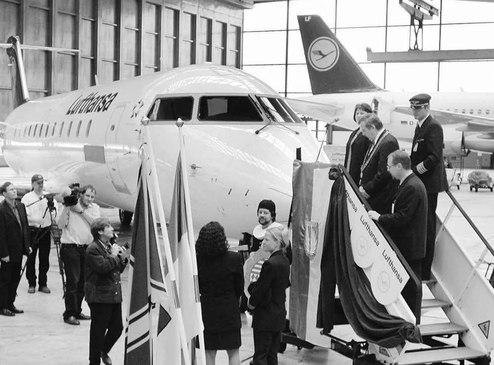 Taufe der Lufthansa-Maschine „Lutherstadt Eisleben“ am 20. Oktober 2000 in Frankfurt/Main.