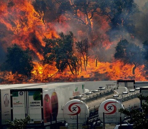 In der spanischen Stadt La Jonquera wüten Waldbrände. (FOTO: DPA)