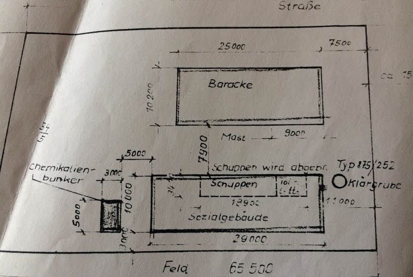 Ein Lageplan der Gebäude für die Schuhproduktion in Nemsdorf