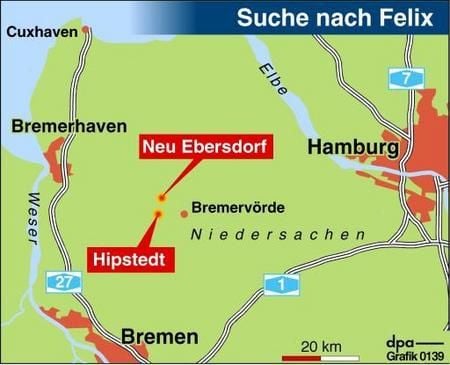 Suche nach dem vermissten Felix (Grafik: dpa)