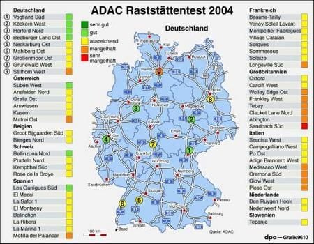 ADAC Raststättentest 2004 (Grafik: dpa)