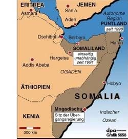 Karte von Somalia (Grafik: dpa)