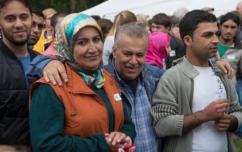 Syrische Flüchtlinge beim Willkommensfest in Quedlinburg.