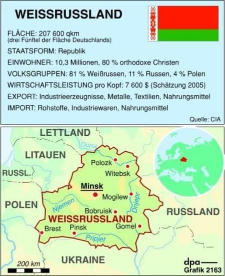 Länderinfo Weißrussland (Grafik: dpa)