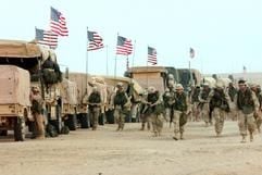 US-Truppen am 19. März 2003 in Norden von Kuwait während des Vormarsches zum Irak. (Foto: dpa)