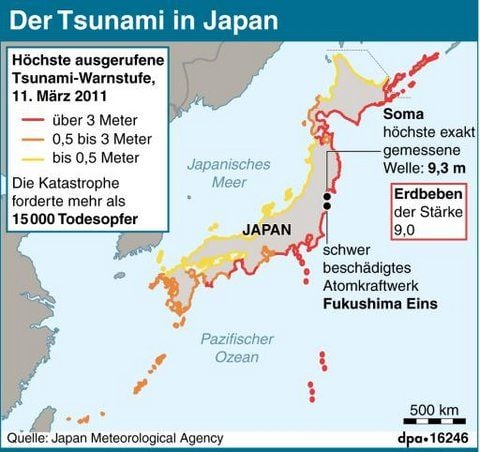 Der Tsunami in Japan (GRAFIK: DPA)