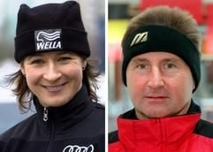 Die Kombo der beiden Archivbilder zeigt die Eisschnellläuferin Claudia Pechstein (l.) und den Cheftrainer der Deutschen Eisschnellauf-Gemeinschaft (DESG) Helmut Kraus (Foto: dpa)
