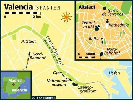 Ideale Stadt für Segler: Valencia (Grafik: dpa)