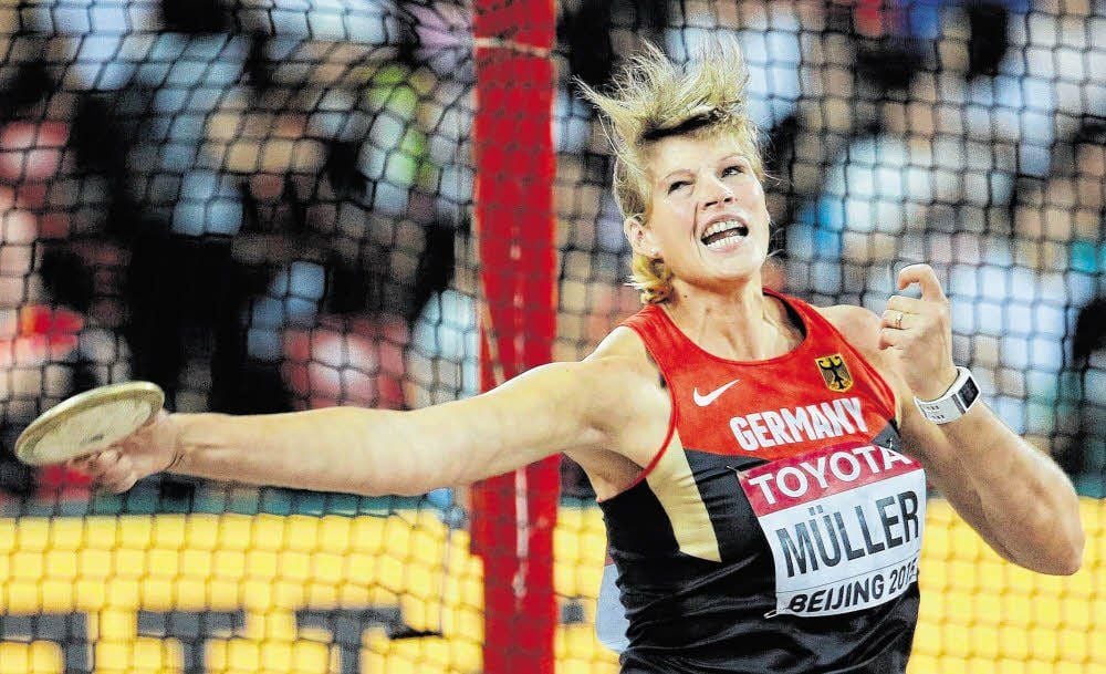 Nadine Müller, die Hallenserin, die für Leipzig startet, gewann bei der WM in Peking im Diskuswurf Bronze