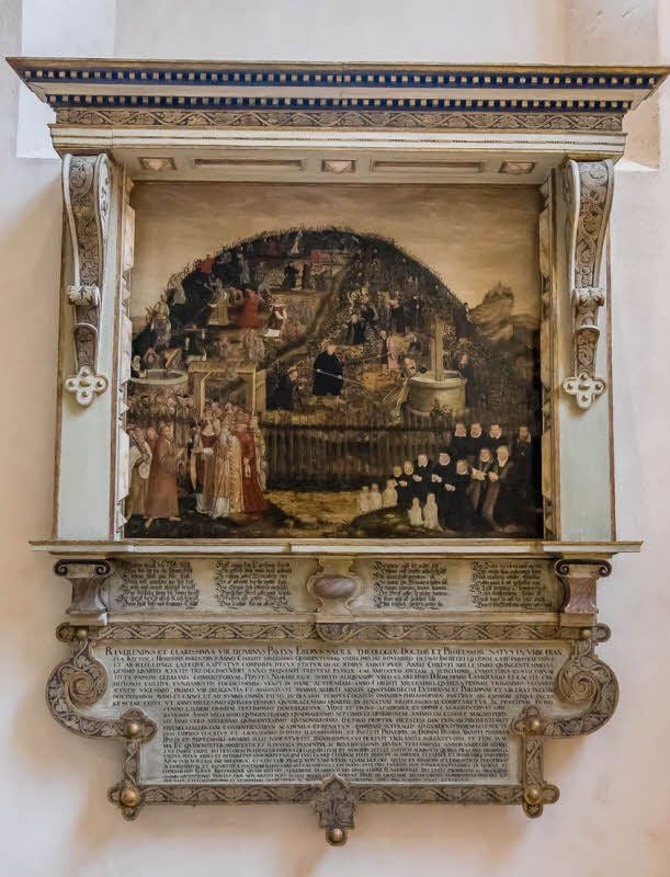 „Der Weinberg des Herrn“: 2015 hält der Kabarettist Uwe Steimle zu diesem Epitaph in Wittenbergs Stadtkirche eine Kanzelrede.