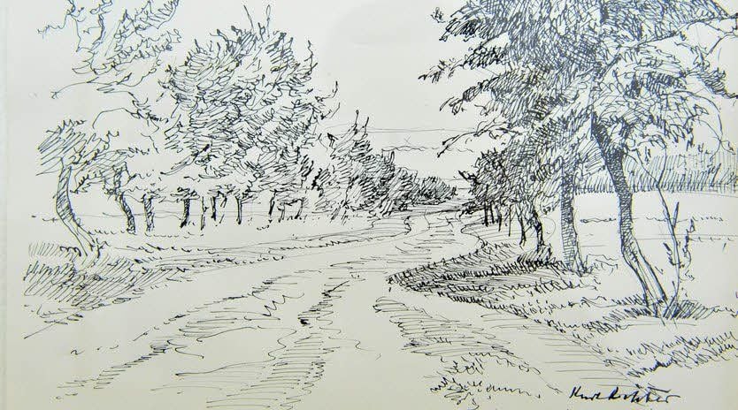 Der Rösaer Weg in Krina - mit Feder von Kurt Richter gezeichnet