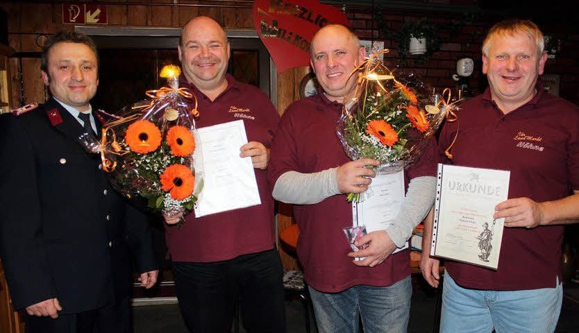 So schön können Floriansjünger lächeln: Wehrleiter Egbert Uhde, Gerald Schlobach, Mario Katze und Stellvertreter Wilfried Globig. (v.l.)