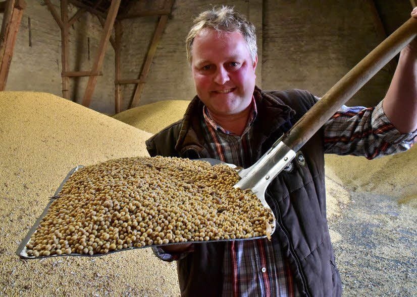 Landwirt Martin Beck hat den Soja zunächst eingelagert.