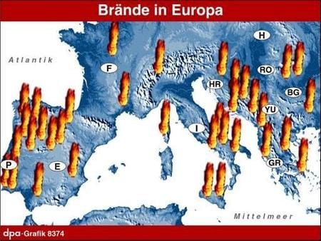 Brände in Europa (Grafik: dpa)