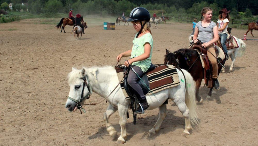 Auch die Mini-Pferde machten neben den großen Tieren ihre Sache gut. Das lag sicher auch an ihren kleinen Reitern, wie Anna-Lena (sieben Jahre) ganz vorn.