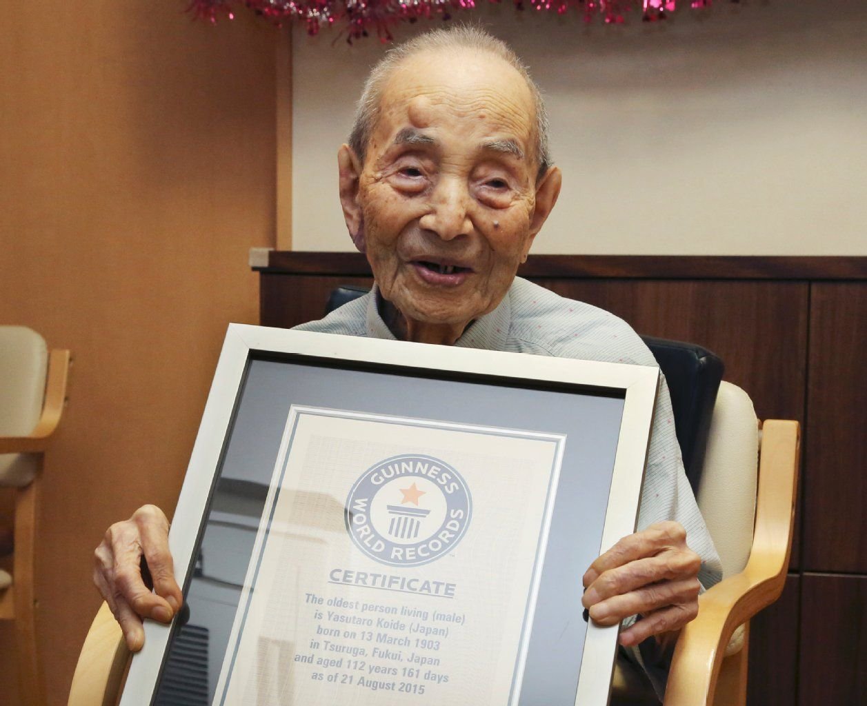 Ein Klassiker: der älteste Mann der Welt. In diesem Fall Yasutaro Koide, 112 Jahre alt, aus Japan