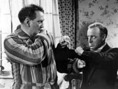 Szene aus der Filmkomödie «Keine Angst vor großen Tieren» mit Heinz Rühmann (r.) und Gustav Knuth. (Foto: dpa)