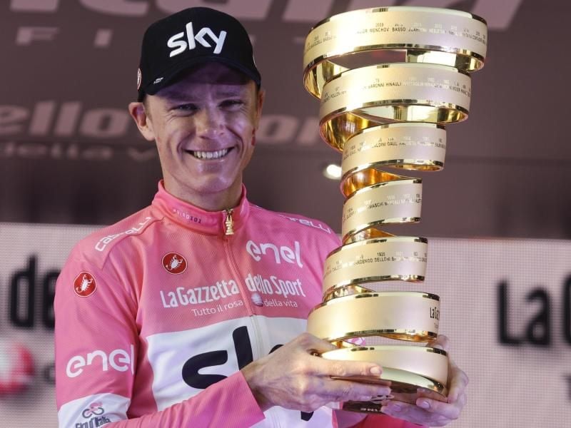Hält sich einen Start beim Giro d'Italia 2019 noch offen: Titelverteidiger Chris Froome. Foto: Gregorio Borgia/AP